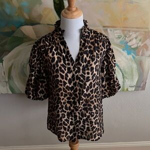 The Blue Door Boutique Leopard Button Up Blouse new with tags Small